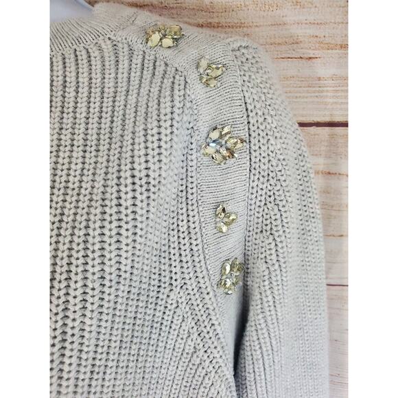 BANANA REPUBLIC SWEATER WOMENS SMALL Gray Long Sleeve BLING - Picture 3 of 6